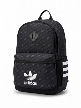 Adidas Originals Trefoil Monogram Backpack Black Gray School Travel Bag Retro
